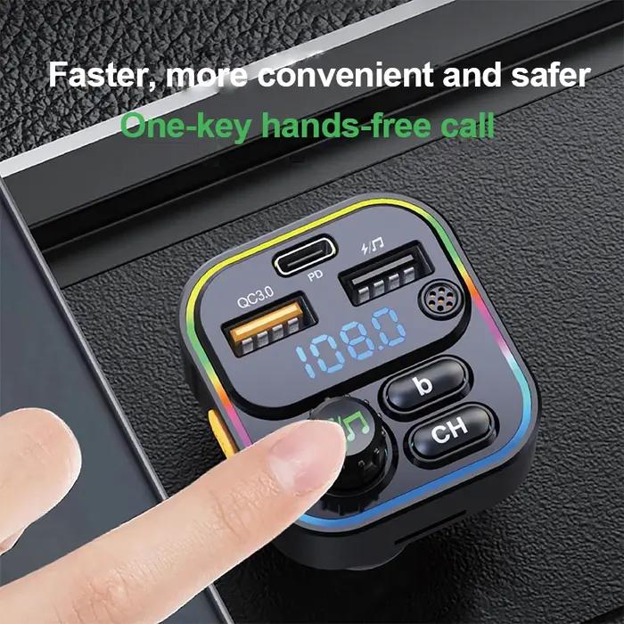 Transmetteur FM, Bluetooth 5.0, mains libres, adaptateur de lecteur Mp3, USB 22.5W, charge rapide, T
