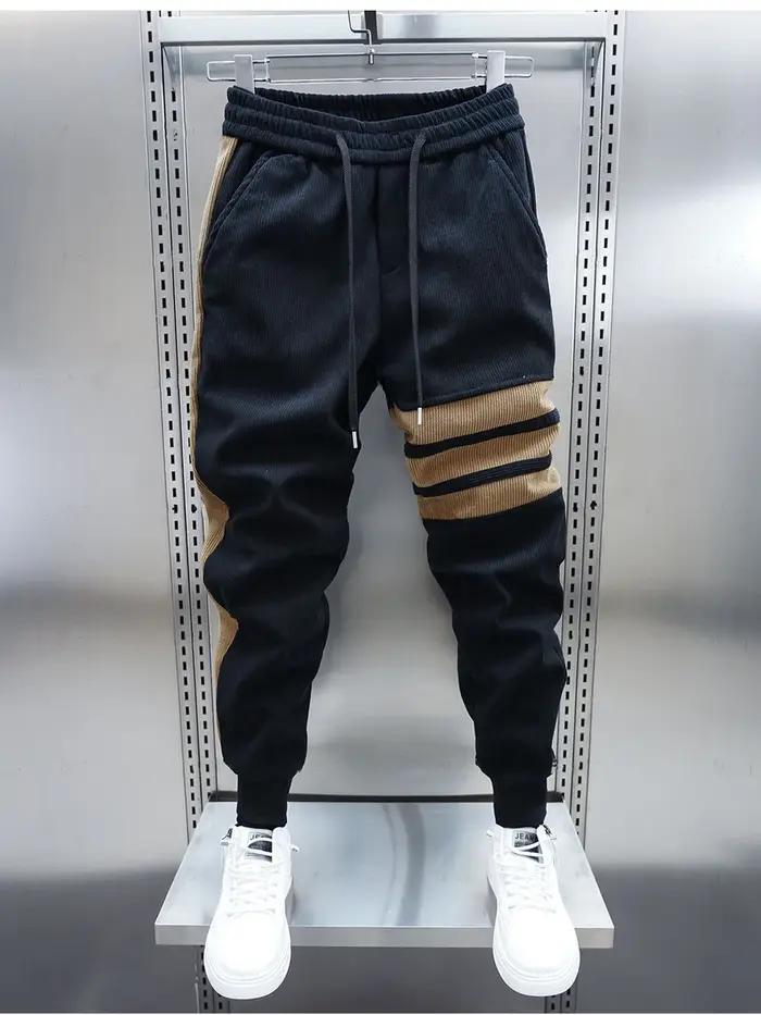 Pantalon harem patchwork rayé homme - Style streetwear décontracté luxe jogger sweatpants