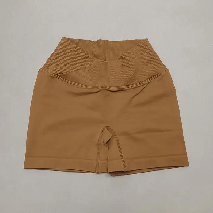 Short de Sport taille croisée pour femmes, short de Yoga, d'entraînement, de course, taille haute, P