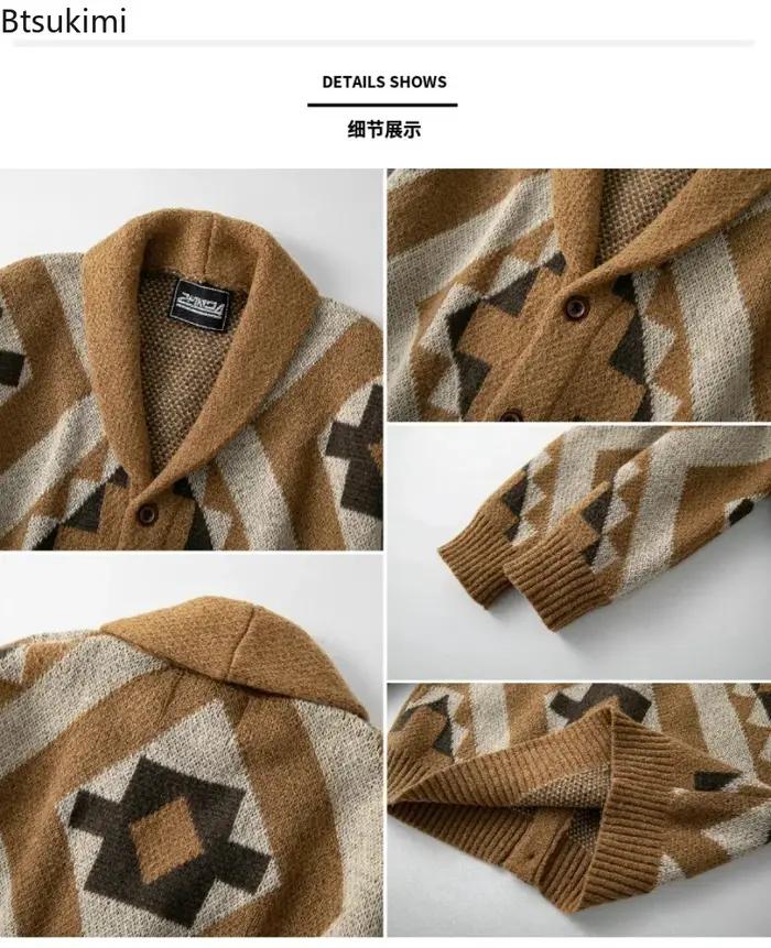 Cardigan Tricoté Vintage Décontracté pour Hommes Occasions Spéciales Automne Hiver
