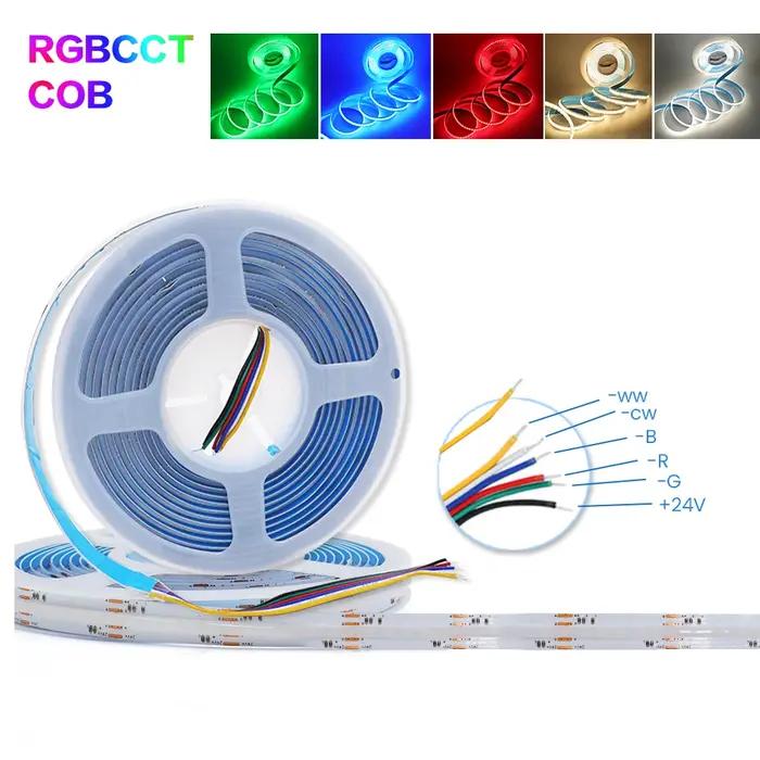 RGBCCT RGBW RGBWW RGB COB LED bande lumineuse 24V 840 784LED s/m haute densité