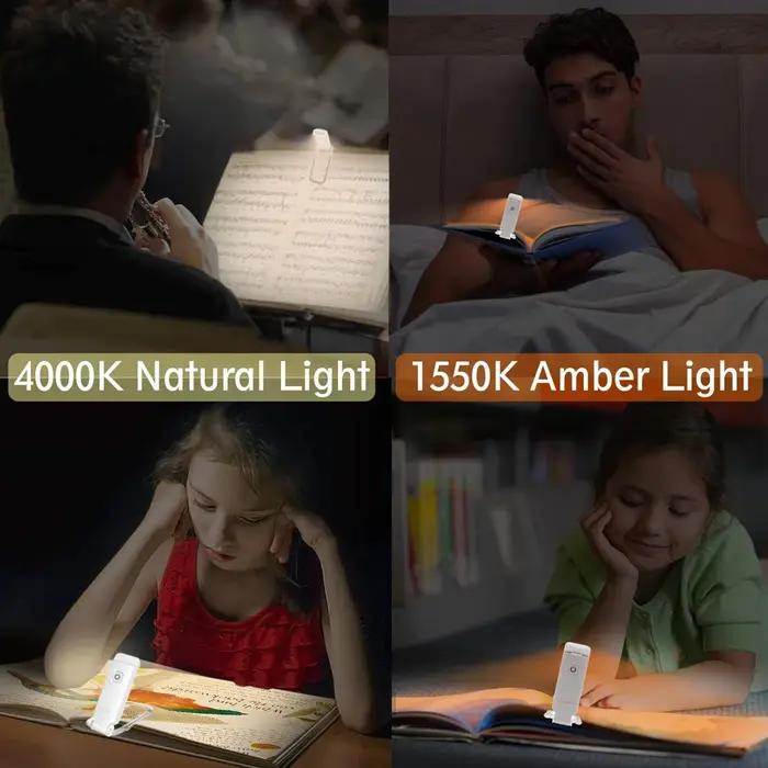 USB Rechargeable livre lampe de lecture luminosité réglable LED pince sur livre lumière soins des ye