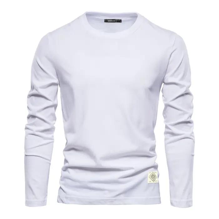 100% Coton t-shirt à manches longues pour hommes T-shirts décontractés