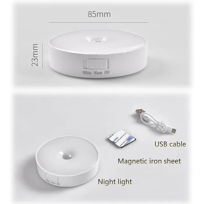 Veilleuse LED avec détecteur de mouvement aste par USB, base magnétique, éclairage mural, lampe de n
