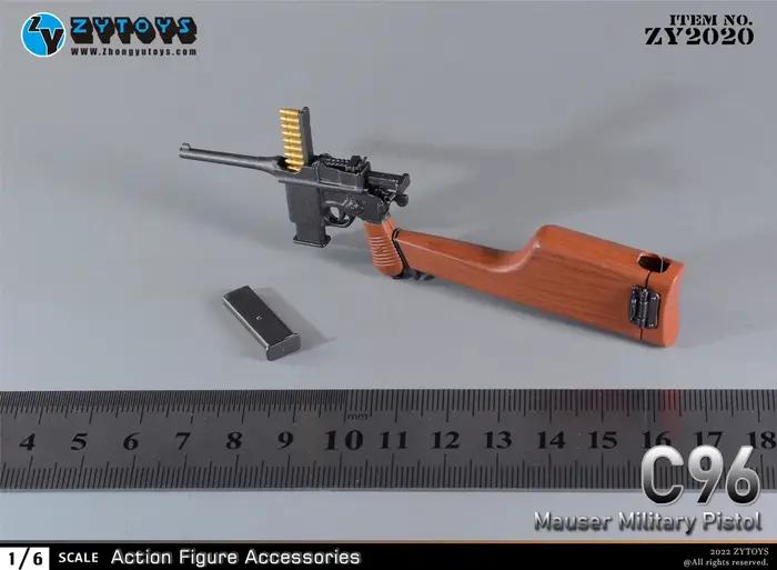 Pistolet Mauser C96 à l'échelle 1/6 modèle de collection pour figurines d'action et accessoire de jeu pour hommes de 14 ans et plus