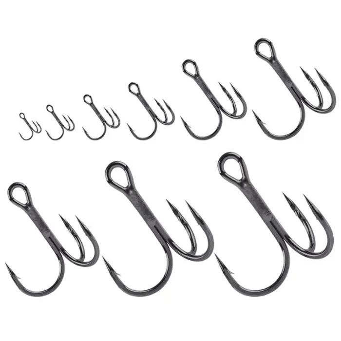 10 pièces/lot hameçon de pêche triple pointu fort courbure ronde large écart crochets barbelés en ac