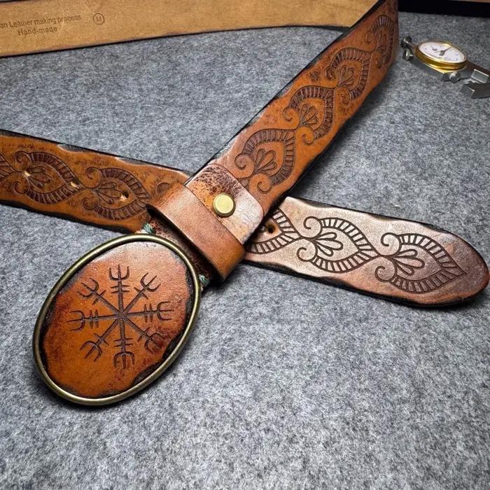 Ceinture en cuir véritable pour hommes, sangle de luxe de styliste, peau de vache épaisse, boucle en