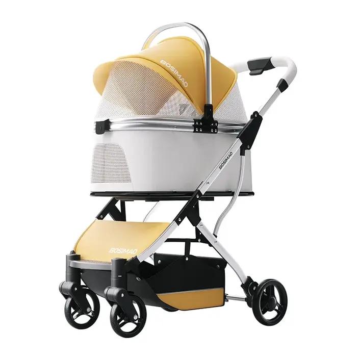 Poussette de voyage légère pour animaux de compagnie, adaptée au chien, pliable, haute vue, grand es