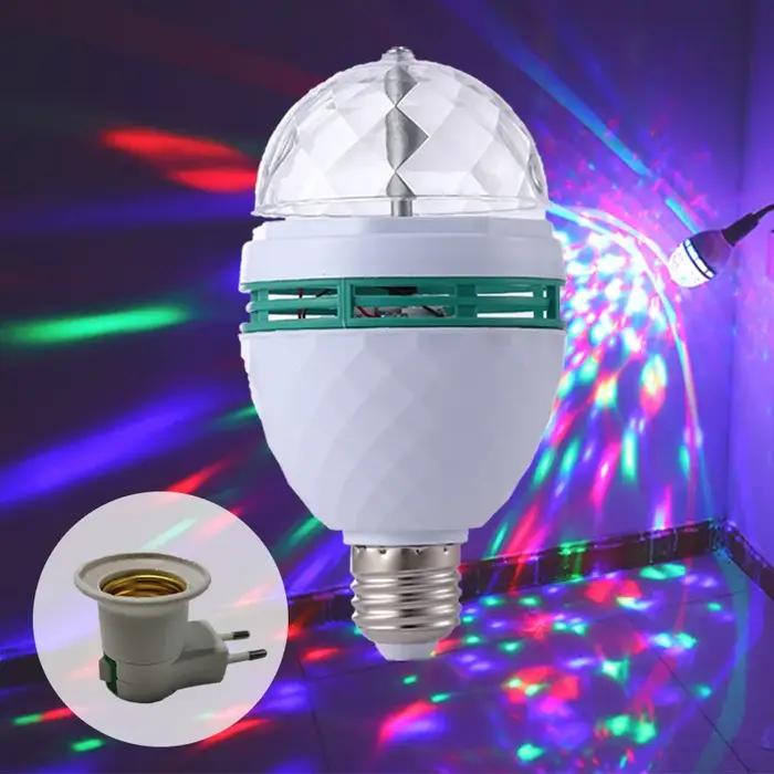 Ampoule Led E27 RGB 9W, projecteur de couleur magique, lumière de scène rotative automatique AC85-26