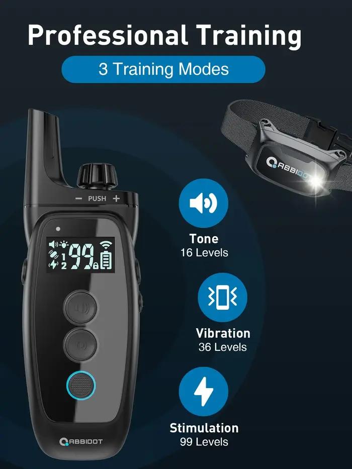 ABBIDOT T50 collier de choc électrique d'entraînement pour chiens pour animaux de compagnie 3300 pieds avec lumière LED fournitures d'équipement canin accessoires sangle d'alimentation