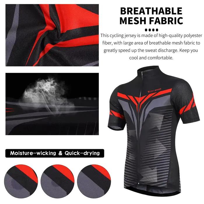 WEST BIKING-Maillot de cyclisme à manches courtes pour hommes