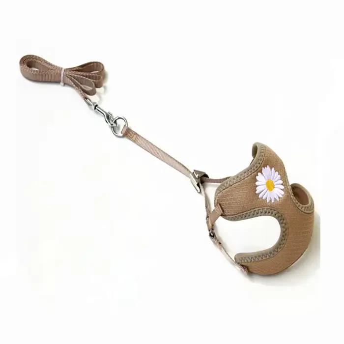 Harnais et laisse pour petits et moyens chiens, ensemble harnais pour chaton, broderie marguerite, collier pour chiot, chaton mignon, Chihuahua, Yorkie