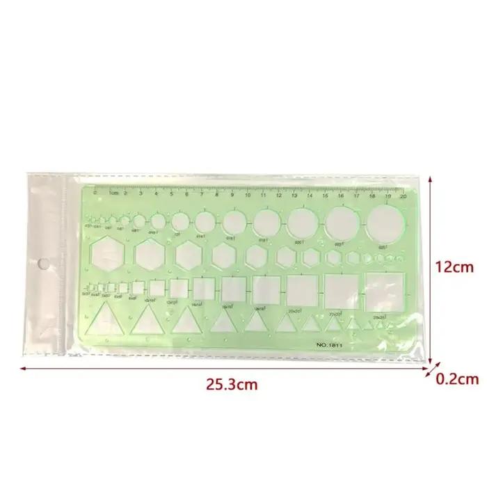 Règle de dessin technique en plastique pour étudiants et professionnels, modèle géométrique, outil de mesure pour cercles et ellipses, polyvalent et durable ```