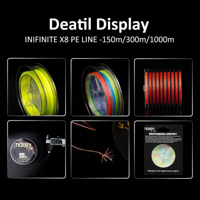 NOEBY PE ligne X8 brin tressé ligne de pêche 150m 300m 1-103LB Super Tension résistance à l'usure li