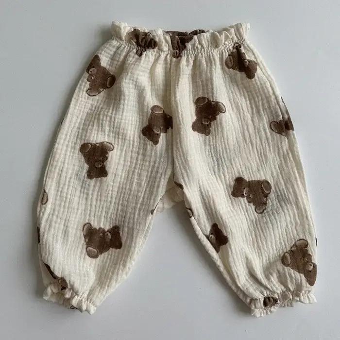 Pantalons en coton biologique et lin unisexe pour bébés et nouveau-nés, imprimés pastoraux et animaux de compagnie, confort tout au long de l'année, occase spéciale et quotidienne