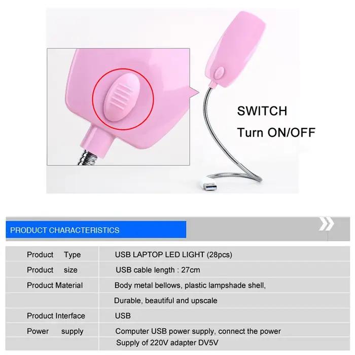 28 led livre lampe de lecture Flexible USB veilleuse pour ordinateur portable ordinateur de bureau p