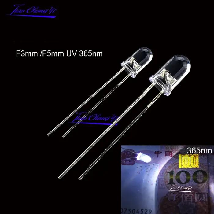 10 pièces UV 365nm Diode LED DIP 3mm 5mm Diodes clair UV LED Ultraviolet Kit de LED Ultraviolet