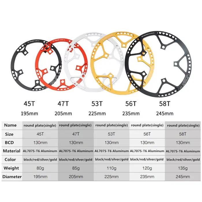 Litepro BMX 45T/47T/53T/56T/58T AL7075 roue à chaîne 170mm anneau de chaîne de manivelle vitesse uni