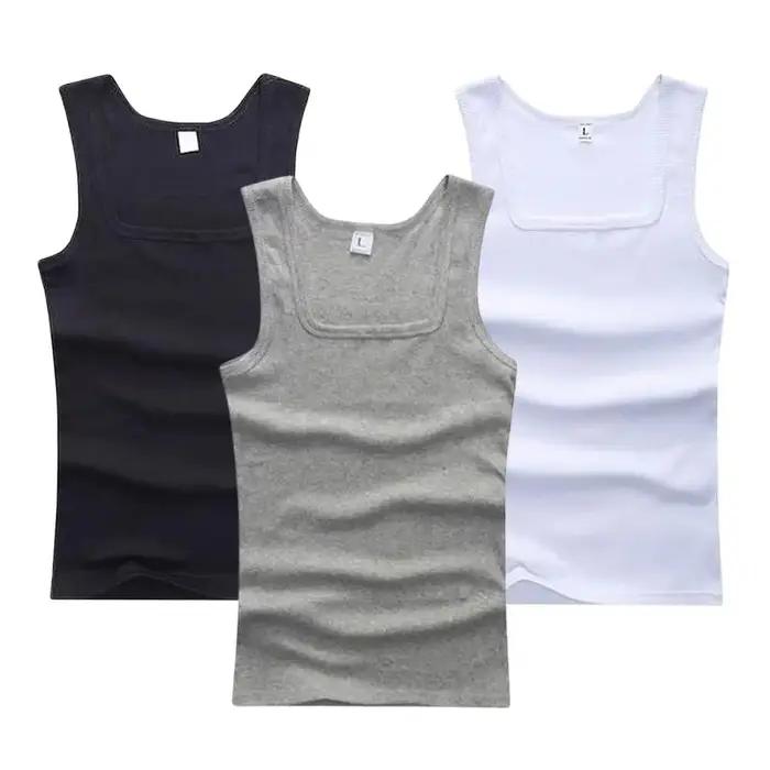 Débardeur en coton pour hommes et femmes, 3 pièces/lot, sans manches, solide, gilet musculaire, sous