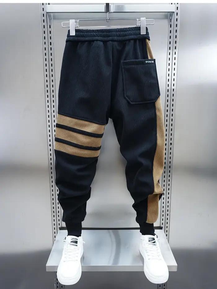 Pantalon harem patchwork rayé homme - Style streetwear décontracté luxe jogger sweatpants