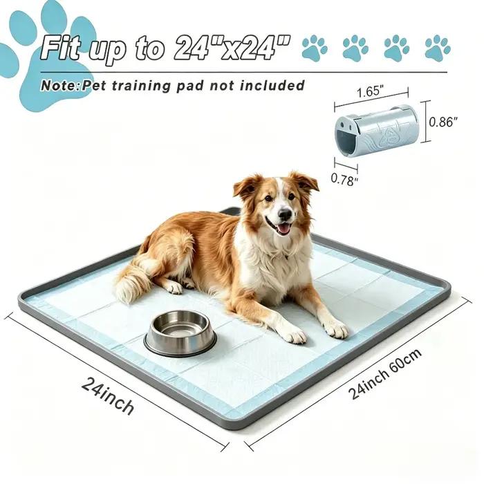 Support pour tapis de propreté pour chien avec bords surélevés