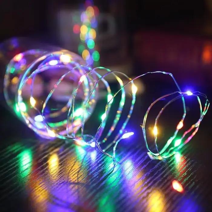 Guirlande lumineuse féerique LED multicolore à piles, guirlande lumineuse luciole pour anniversaire,