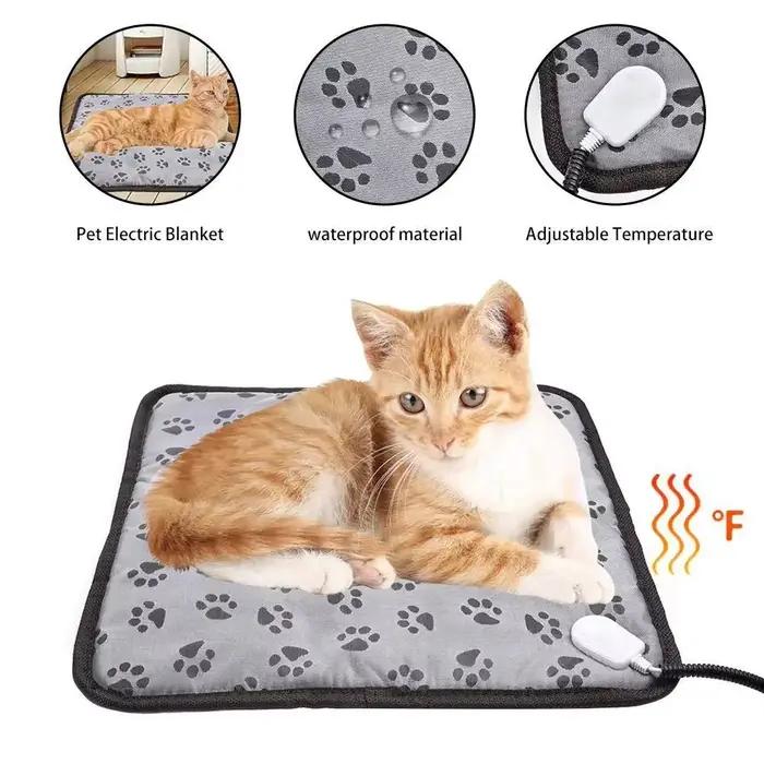 Tapis chauffant à température réglable pour animaux de compagnie coussin électrique étanche avec minuterie pour chiens et autres animaux de compagnie occasions spéciales