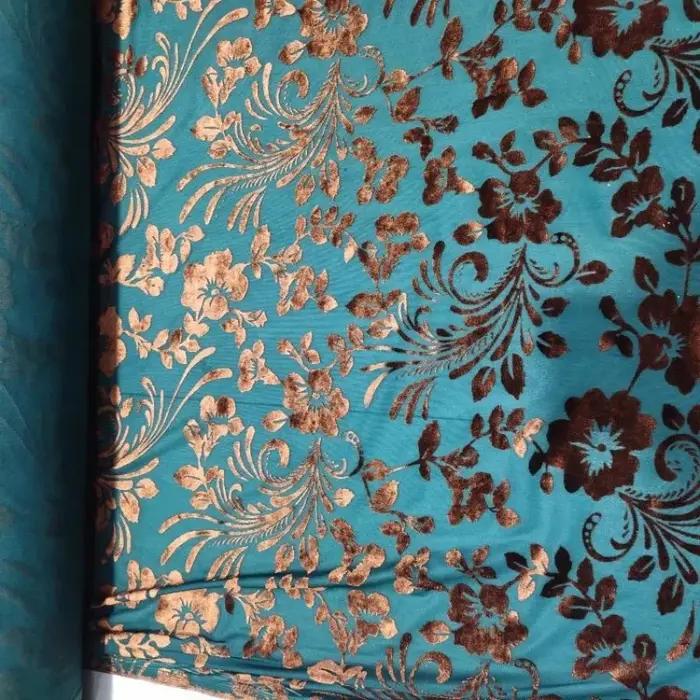 Tissu en velours Jacquard brocart extensible de couleur verte, tissus de rembourrage floraux du Nige