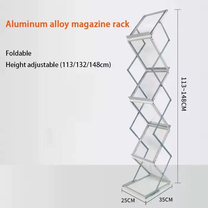 Étagère d'exposition en acrylique T1 pliante en alliage d'aluminium, armoire de rangement pour journ