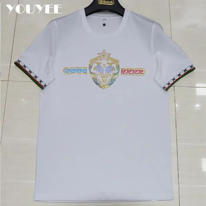 T-shirt lettre aigle pour hommes, t-shirts ajustés pour hommes, vêtements de mancommuniste filetées, diamant chaud, personnalité de la mode, nouveau créateur, été 2022