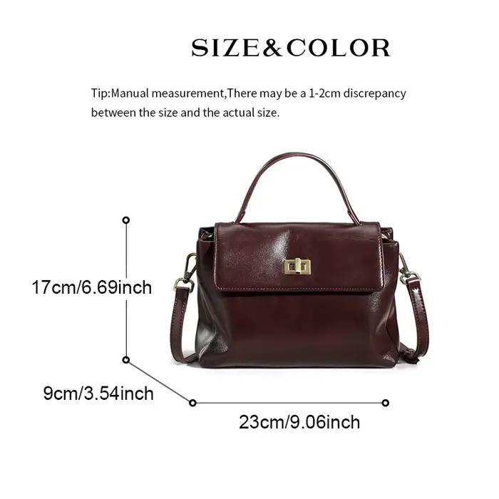 Sac à bandoulière en cuir véritable pour femme, sac à main vintage en cuir huilé, petit sac de luxe
