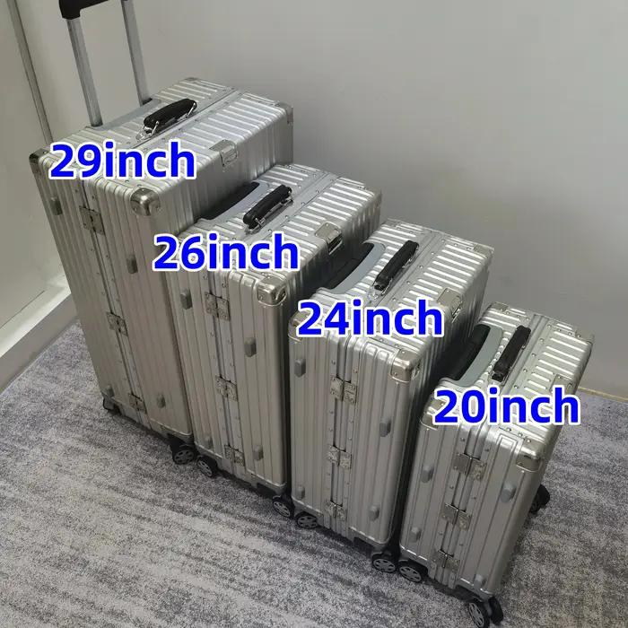 Valise rétro en alliage d'aluminium et de magnésium, bagage roulant de haute qualité, boîtier de cha