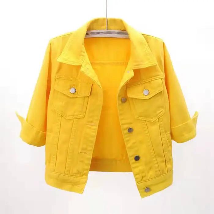 Veste en jean courte asymétrique polyester avec capuche et fermeture éclair pour femmes style streetwear occassions diverses