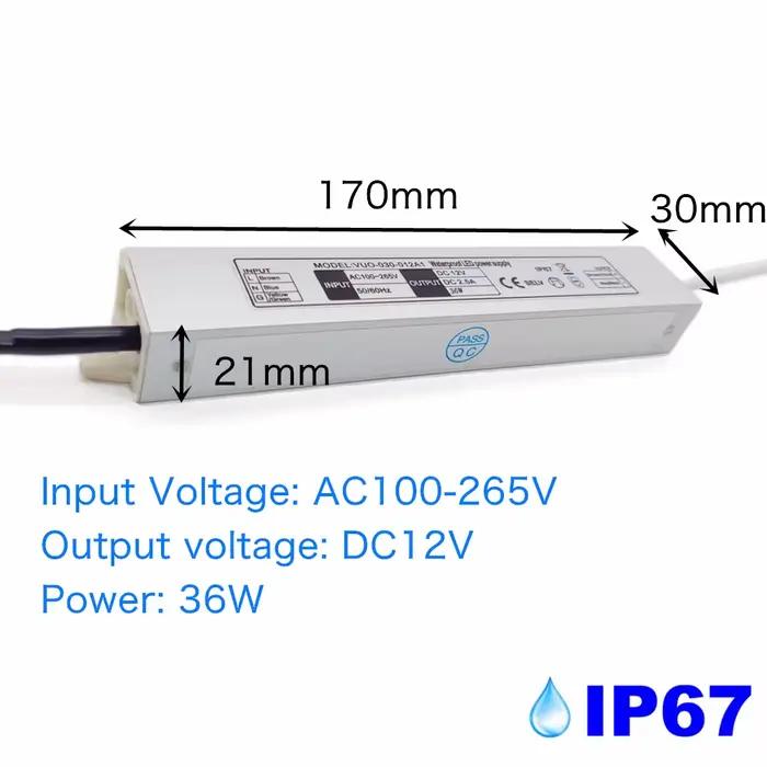 Pilote LED étanche IP67, alimentation électrique 12W 20W 36W, entrée 12V AC100-265V pour transformat