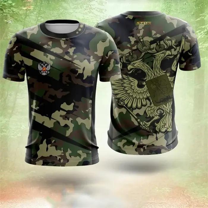 Blason russe T-shirt pour hommes vêtements Camouflage tenue de Sport en plein air t-shirts fierté à manches courtes