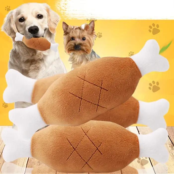 Jouet en peluche grinçante en polaire pour chiens et chats brun jaune or jouet interactif pour petits moyens grands chiens et chats occasions spéciales