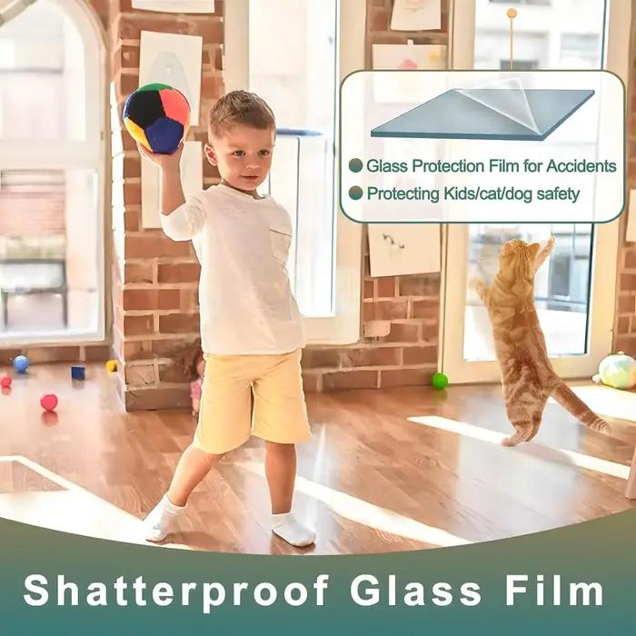 Film transparent de sécurité et de sécurité pour fenêtre, Film incassable pour fenêtres en verre, couverture en verre trempé Anti-éclatement, Film adhésif pour la maison