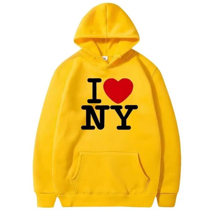 Pull à capuche imprimé I Love New York pour hommes et femmes