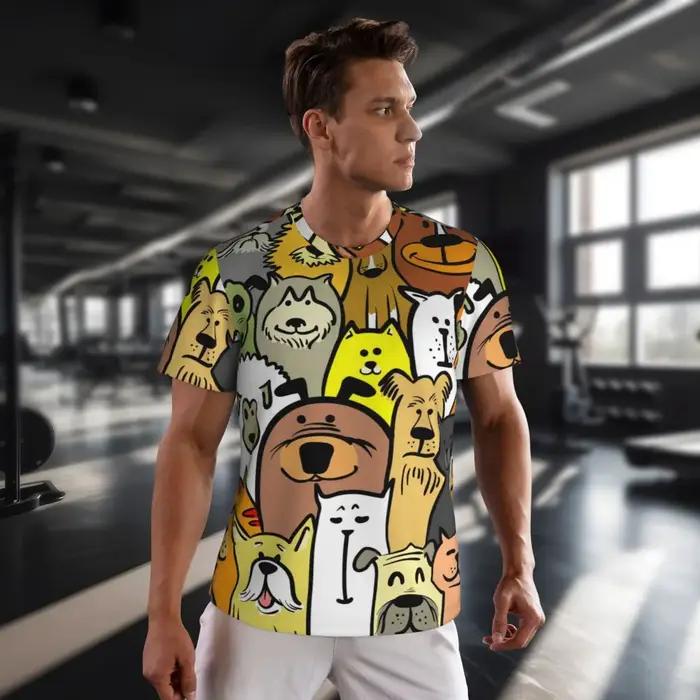 T-shirt de course de chien personnalisé pour homme dessin animé fun coloré motifs drôles polyester confortable et respirant pour tous les jours et les occasions spéciales