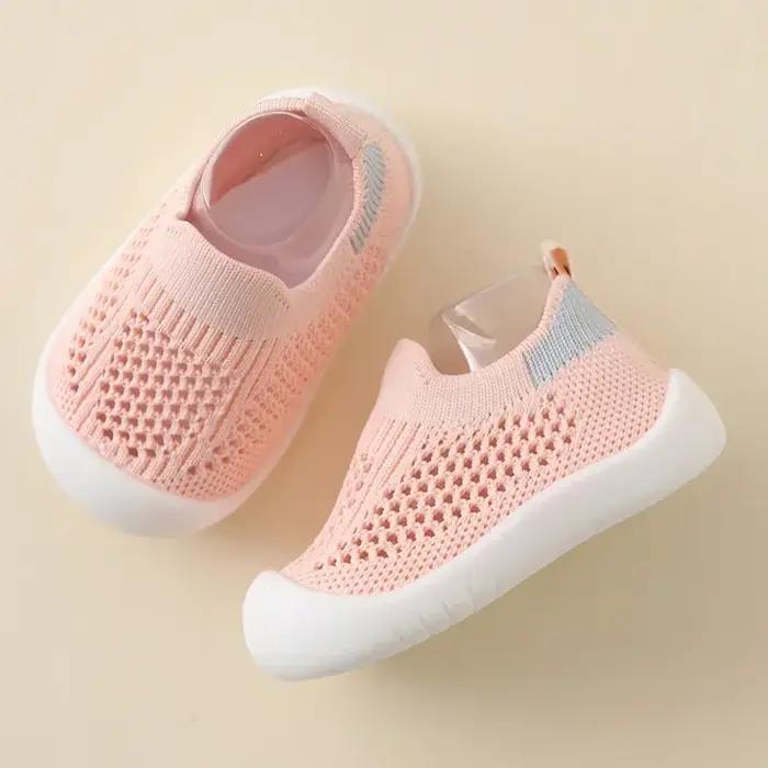 Printemps été enfant en bas âge chaussures respirant tricoté enfants baskets garçons sans lacet