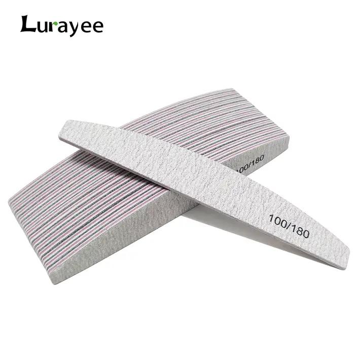 Tampon de lime à ongles 100/180 grain demi-lune limes à ongles Double face papier de verre ponçage d