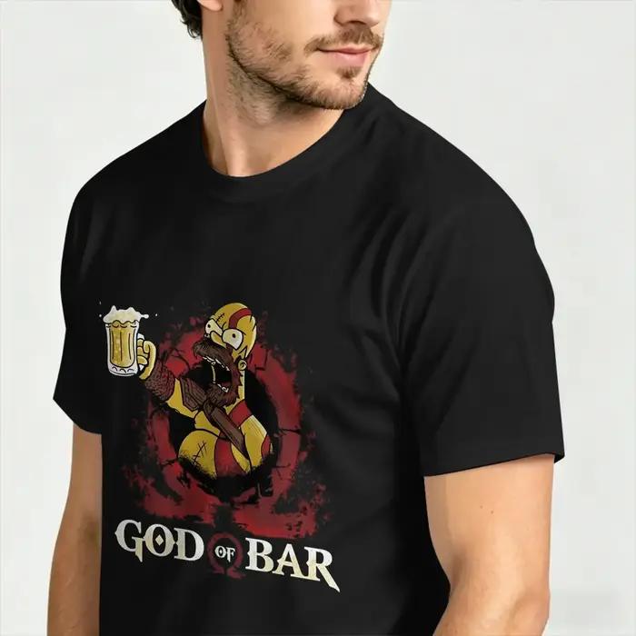 T-shirt homme God of War en pur coton style décontracté col rond pour homme occassions quotidiennes et spéciales