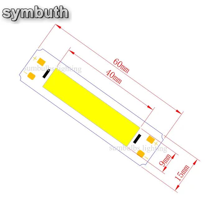 Ampoule Led Cob d'entrée 5V Source de bande lumineuse pour bricolage USB Led éclairage 2W 60x15mm 6c