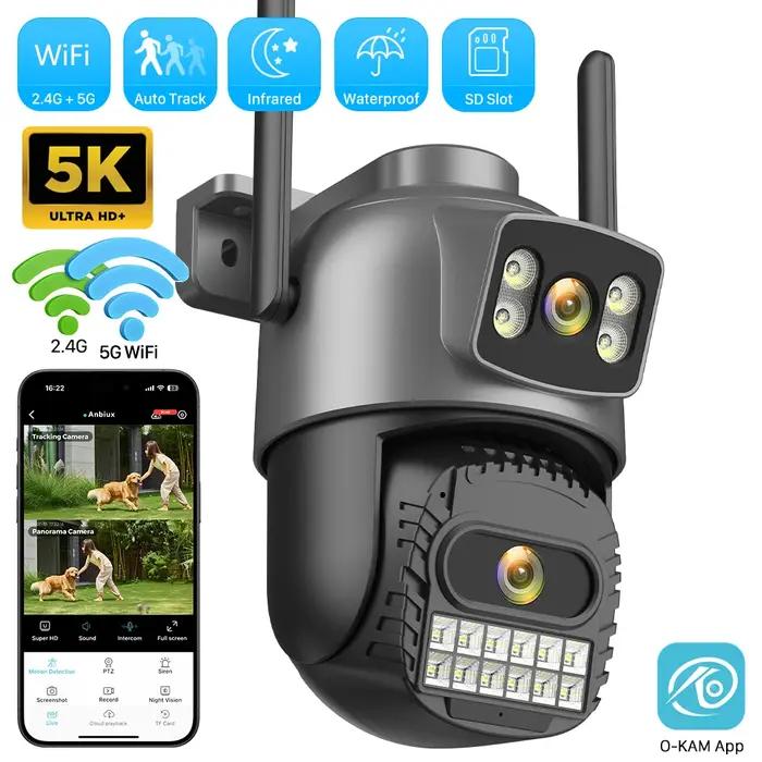 Caméra sécurité extérieure WiFi 10MP 5K double objectif 8MP 4K IA détection humaine PTZ auto-croisière