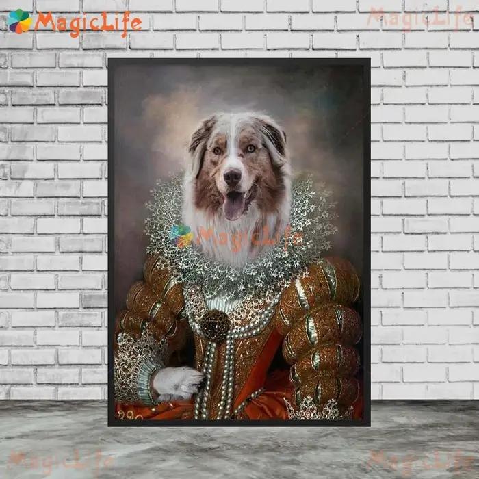 Portrait de reine chat chien animal de compagnie, cadeau drôle, images murales pour salon, affiche nordique, peinture sur toile d'art mural sans cadre