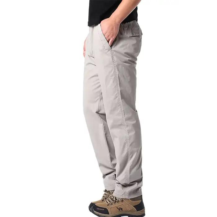 Pantalon casual homme été coton fin léger taille élastique sport outdoor loose travail