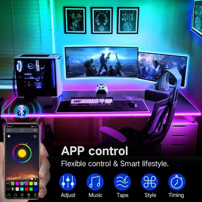 Bande lumineuse LED USB 16LED/mètre, Bluetooth RGB, lampe de rétro-éclairage TV Flexible 5050 5V, Di