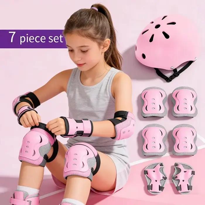Ensemble de protections réglables pour enfants 7 pièces/ensemble équipement de sécurité épaissi absorbant les chocs respirant adapté pour divers sports de plein air