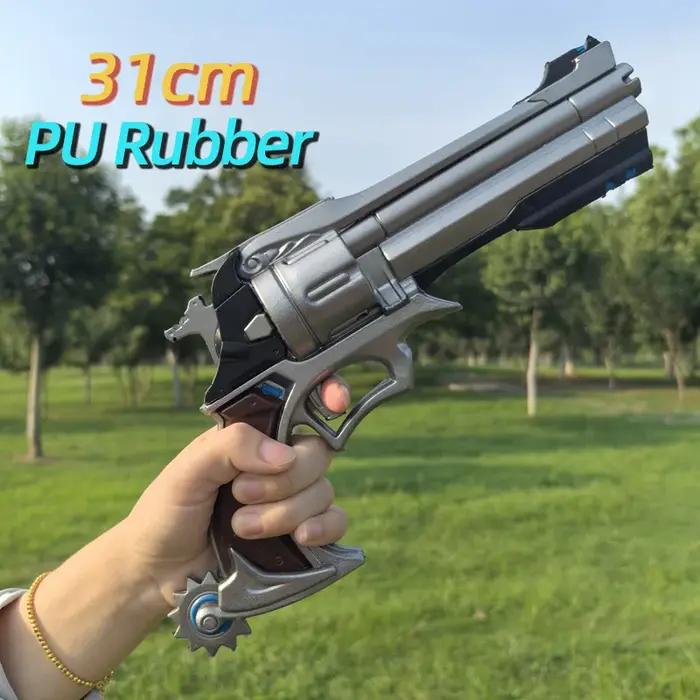 1:1 jeu de Cosplay OW Cole Cassidy Revolvers arme pistolet sécurité PU cadeau en plein air jouet en caoutchouc soldat 76 D. va Tracer pas de tir