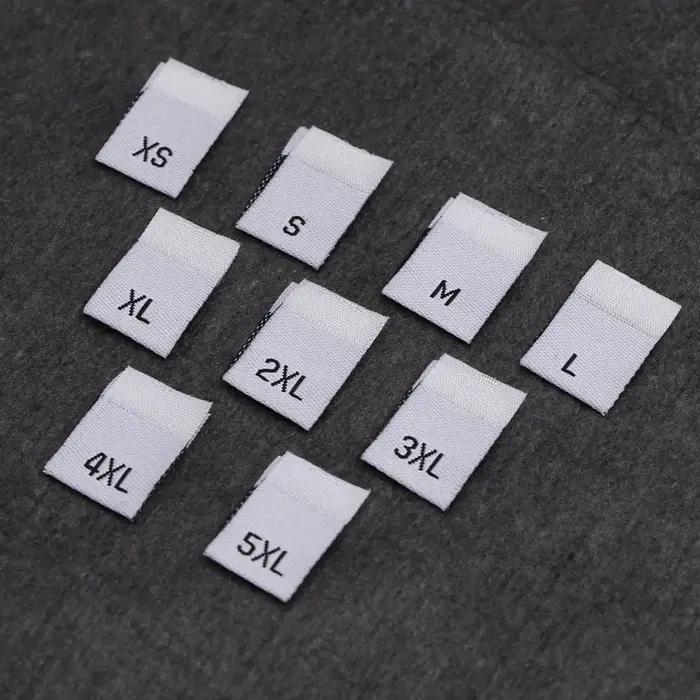 100 pièces étiquette de taille de vêtements noir blanc XS S M L XL 2XL 3XL 4XL étiquettes